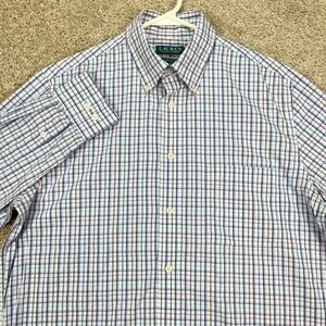 LAUREN Ralph Lauren Men's M Shirt 15-15.5‎ 32/33 Blue Purple Plaid Button Down